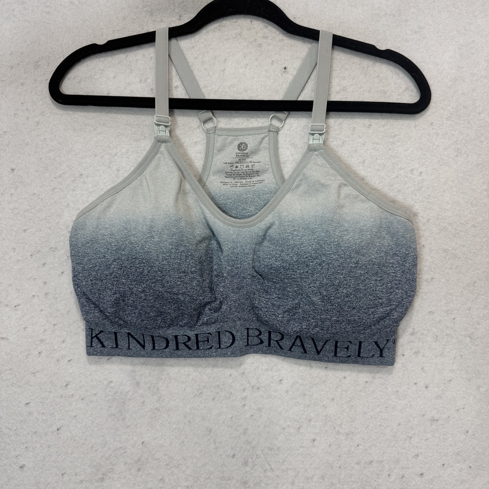 Kindred Bravely Nursing Bra Womens XL Gray Ombre Wireless Racerback Maternity